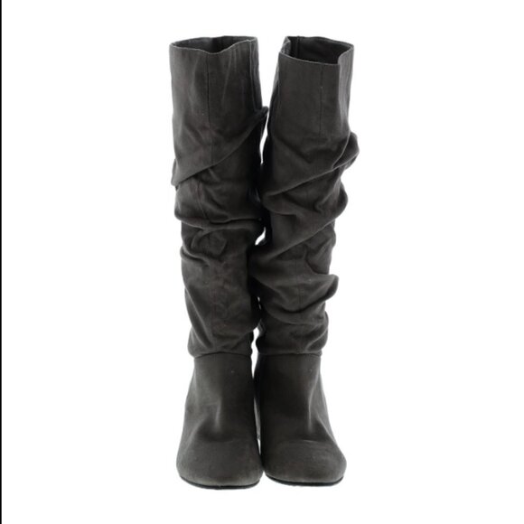 JustFab Dana Hidden Wedge Scrunch Boot Gray 8 - Picture 3 of 5